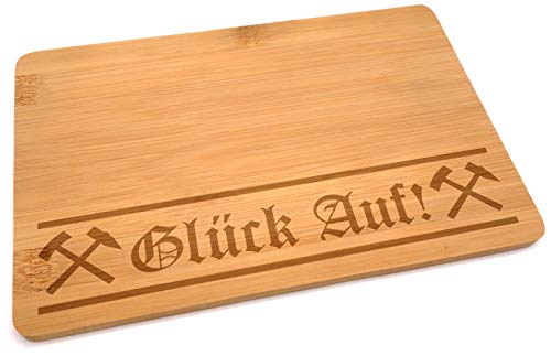 Samunshi® Holzbrett mit Gravur Glück auf Schriftzug aus Bambus Brett Schneidebrett klein Brotzeitbrett Holz Schneidebretter Holzbrett Küche von Samunshi