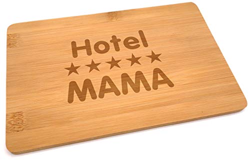 Samunshi® Holzbrett mit Gravur Hotel Mama aus Bambus Brett Schneidebrett klein Brotzeitbrett Holz Schneidebretter Holzbrett Küche von Samunshi