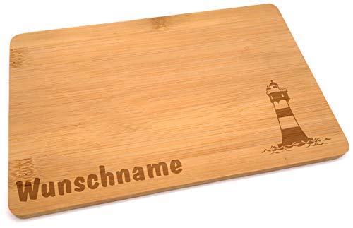 Samunshi® Holzbrett mit Gravur Leuchtturm aus Bambus Brett Frühstücksbrettchen als Holz Schneidebretter Holzbrett Küche Vesperbrett von Samunshi