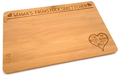 Samunshi® Holzbrett mit Gravur Mama's Frühstücksbrettchen aus Bambus Brett Frühstücksbrettchen als Holz Schneidebretter Holzbrett Küche Vesperbr von Samunshi