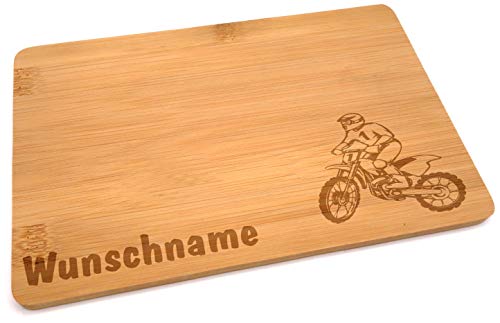 Samunshi® Holzbrett mit Gravur Motorrad aus Bambus Brett Frühstücksbrettchen Kinder als Holz Schneidebretter Holzbrett Küche Vesperbrett mit Motiv von Samunshi