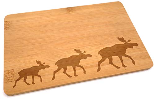 Samunshi® Holzbrett mit Gravur Norwegen Elch Karawane aus Bambus Brett Schneidebrett klein Brotzeitbrett Holz Schneidebretter Holzbrett Küche von Samunshi