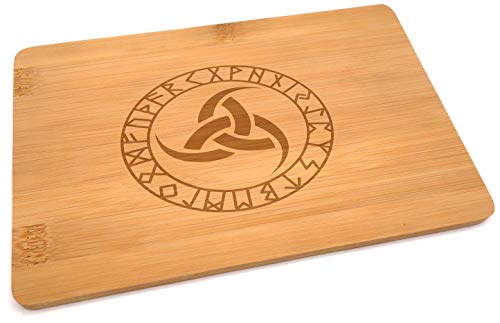 Samunshi® Holzbrett mit Gravur Odin s drei Hörner Runen aus Bambus Brett Schneidebrett klein Brotzeitbrett Holz Schneidebretter Holzbrett Küche von Samunshi
