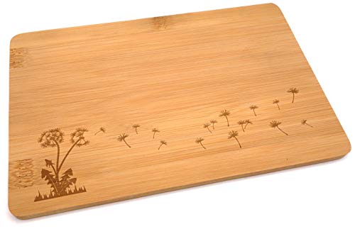 Samunshi® Holzbrett mit Gravur Pusteblume aus Bambus Brett Schneidebrett klein Brotzeitbrett Holz Schneidebretter Holzbrett Küche von Samunshi