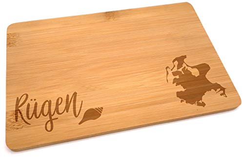 Samunshi® Holzbrett mit Gravur Rügen aus Bambus Brett Schneidebrett klein Brotzeitbrett Holz Schneidebretter Holzbrett Küche von Samunshi