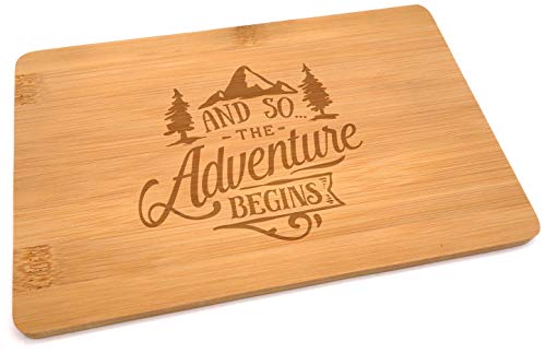 Samunshi® Holzbrett mit Gravur The Adventure Camping aus Bambus Brett Schneidebrett klein Brotzeitbrett Holz Schneidebretter Holzbrett Küche von Samunshi