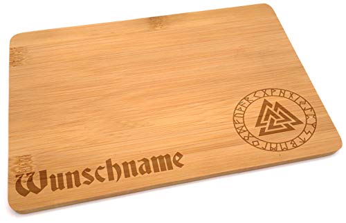 Samunshi® Holzbrett mit Gravur Valknut Runen aus Bambus Brett Frühstücksbrettchen als Holz Schneidebretter Holzbrett Küche Vesperbrett von Samunshi