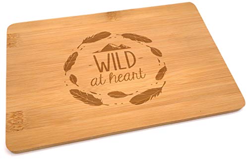Samunshi® Holzbrett mit Gravur Wild at heart Camping aus Bambus Brett Schneidebrett klein Brotzeitbrett Holz Schneidebretter Holzbrett Küche von Samunshi