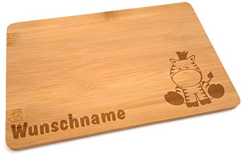 Samunshi® Holzbrett mit Gravur Zebra aus Bambus Brett Frühstücksbrettchen Kinder als Holz Schneidebretter Holzbrett Küche Vesperbrett mit Motiv von Samunshi