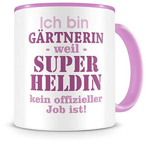 Samunshi® Ich bin Gärtnerin Tasse Beruf Geschenk Kaffeetasse Teetasse Kaffeepott Kaffeebecher Becher rosa von Samunshi