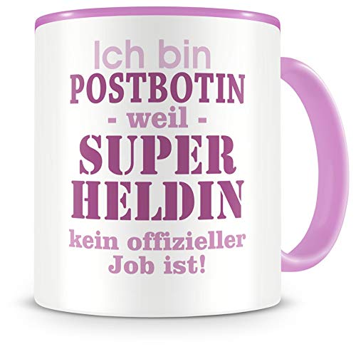 Samunshi® Ich bin Postbotin Tasse Beruf Geschenk Kaffeetasse Teetasse Kaffeepott Kaffeebecher Becher rosa von Samunshi