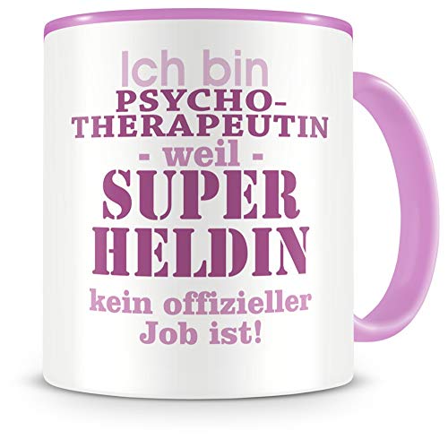 Samunshi® Ich bin Psychotherapeutin Tasse Beruf Geschenk Kaffeetasse Teetasse Kaffeepott Kaffeebecher Becher rosa von Samunshi