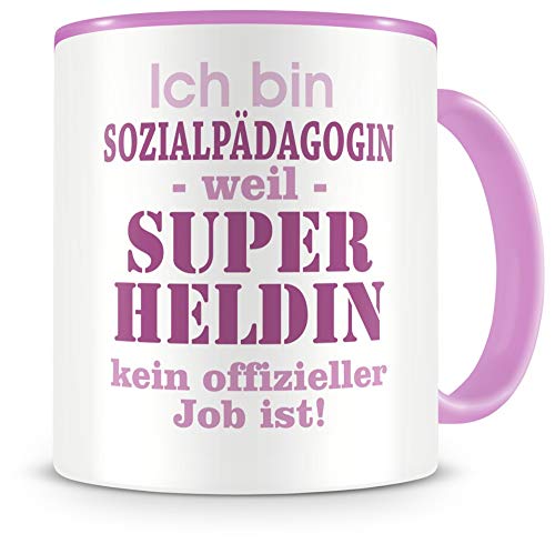 Samunshi® Ich bin Sozialpädagogin Tasse Beruf Geschenk Kaffeetasse Teetasse Kaffeepott Kaffeebecher Becher rosa von Samunshi