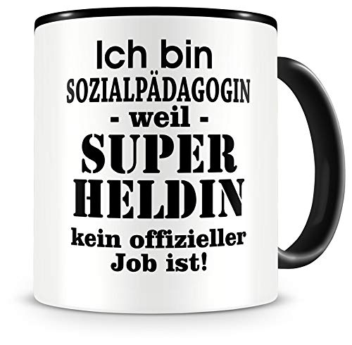 Samunshi® Ich bin Sozialpädagogin Tasse Beruf Geschenk Kaffeetasse Teetasse Kaffeepott Kaffeebecher Becher schwarz von Samunshi