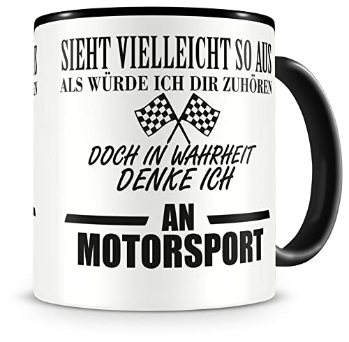 Samunshi® Ich denke an Motorsport Tasse Kaffeetasse Teetasse Kaffeepott Kaffeebecher Becher von Samunshi