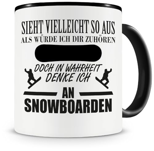 Samunshi® Ich denke an Snowboarden Tasse Kaffeetasse Teetasse Kaffeepott Kaffeebecher Becher von Samunshi