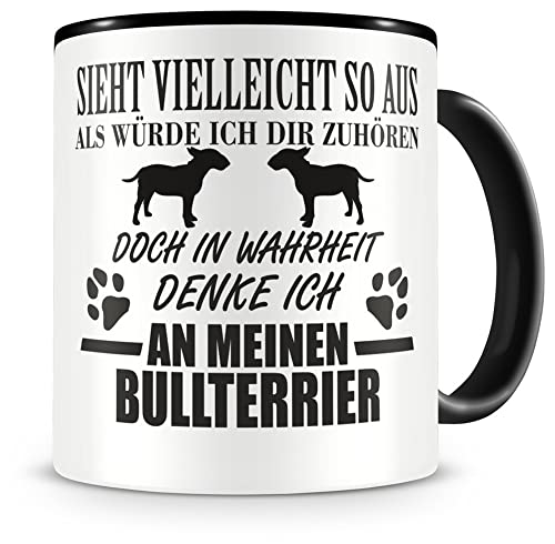 Samunshi® Ich denke an meinen Bullterrier Hunde Tasse Kaffeetasse Teetasse Kaffeepott Kaffeebecher Becher von Samunshi