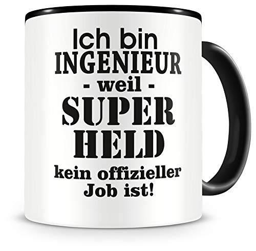 Samunshi® Ingenieur Tasse mit Spruch Geschenk für Ingenieur Mann Frau Kaffeetasse groß Lustige Tassen zum Geburtstag schwarz 300ml von Samunshi