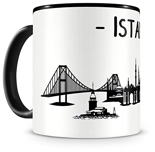 Samunshi® Istanbul Skyline Tasse Kaffeetasse Teetasse H:95mm/D:82mm schwarz von Samunshi