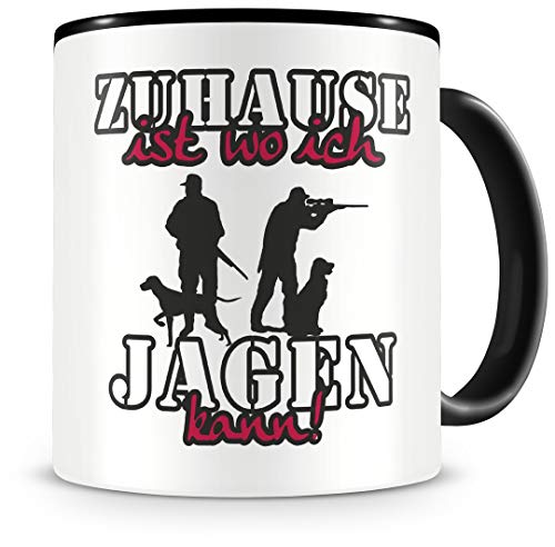 Samunshi® Jagen Tasse mit Spruch Zuhause ist Jagen Geschenk für Jagen Fans Kaffeetasse groß Lustige Tassen zum Geburtstag schwarz 300ml von Samunshi