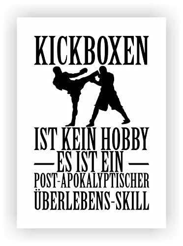 Samunshi® Kickboxen ist kein Hobby Poster Plakat Deko Jugendzimmer Geschenk DIN A1 59,4x84,1cm weiß/schwarz von Samunshi