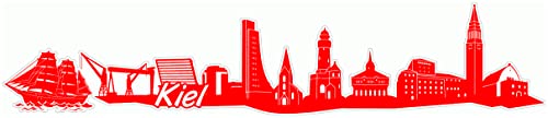 Samunshi® Kiel Skyline Aufkleber Sticker Autoaufkleber City Gedruckt - 15x3cm hellrot von Samunshi