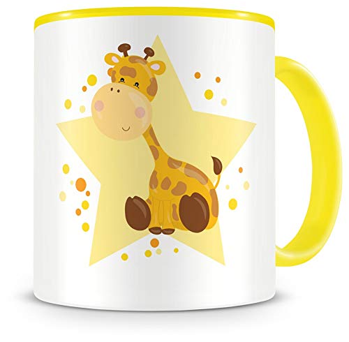 Samunshi® Kinder-Tasse mit Giraffe als Motiv Bild Kaffeetasse Teetasse Becher Kakaotasse gelb von Samunshi