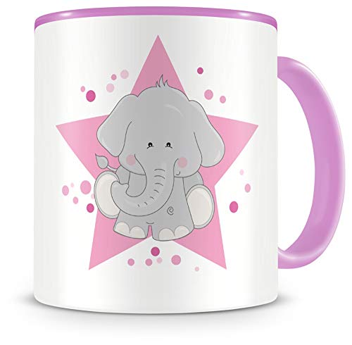 Samunshi® Kinder-Tasse mit einem Elefant als Motiv Bild Kaffeetasse Teetasse Becher Kakaotasse rosa von Samunshi