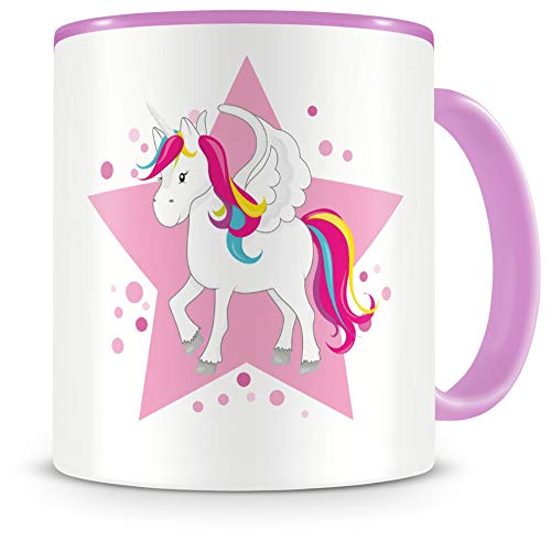 Samunshi® Kinder-Tasse mit einem großen Einhorn als Motiv Bild Kaffeetasse Teetasse Becher Kakaotasse rosa von Samunshi