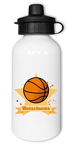Samunshi® Kinder-Trinkflasche mit Basketball und Namen als Motiv für Schule Sport Freizeit personalisierbar Basketball von Samunshi