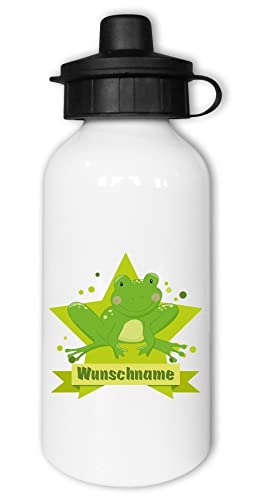 Samunshi® Kinder-Trinkflasche mit Frosch und Namen als Motiv für Schule Sport Freizeit personalisierbar Frosch von Samunshi