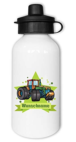 Samunshi® Kinder-Trinkflasche mit Namen und Traktor als Motiv für Schule Sport Freizeit Traktor von Samunshi