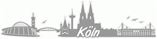 Samunshi® Köln Skyline Aufkleber Sticker Autoaufkleber City Gedruckt - 120x29cm grau von Samunshi