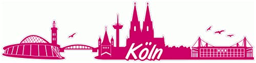 Samunshi® Köln Skyline Aufkleber Sticker Autoaufkleber City Gedruckt - 15x3,6cm pink von Samunshi