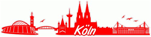 Samunshi® Köln Skyline Aufkleber Sticker Autoaufkleber City Gedruckt - 40x9,6cm hellrot von Samunshi