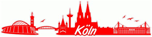Samunshi® Köln Skyline Aufkleber Sticker Autoaufkleber City Gedruckt - 60x14,4cm hellrot von Samunshi