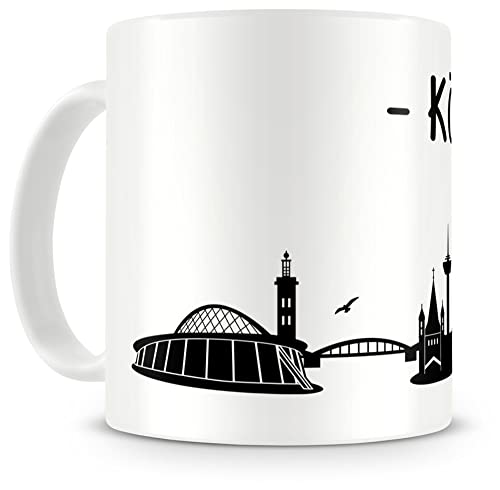 Samunshi® Köln Skyline Tasse Kaffeetasse Teetasse H:95mm/D:82mm weiß von Samunshi