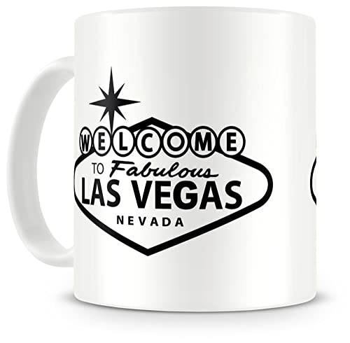 Samunshi® Las Vegas Tasse Kaffeetasse Teetasse Kaffeepott Kaffeebecher Becher H:95mm/D:82mm weiß von Samunshi