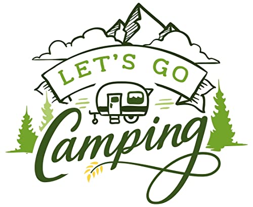 Samunshi® Let's Go Camping Schriftzug Aufkleber Sticker Autoaufkleber Scheibenaufkleber Motorradaufkleber - 70x58cm grün von Samunshi
