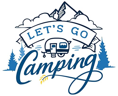 Samunshi® Let's Go Camping Schriftzug Aufkleber Sticker Autoaufkleber Scheibenaufkleber Motorradaufkleber - 70x58cm hellblau von Samunshi