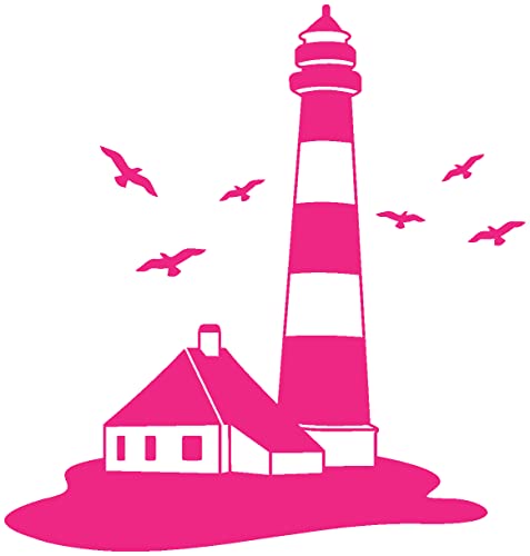 Samunshi® Leuchtturm Wandtattoo Leuchtturm Wandaufkleber 67 x 70cm pink von Samunshi
