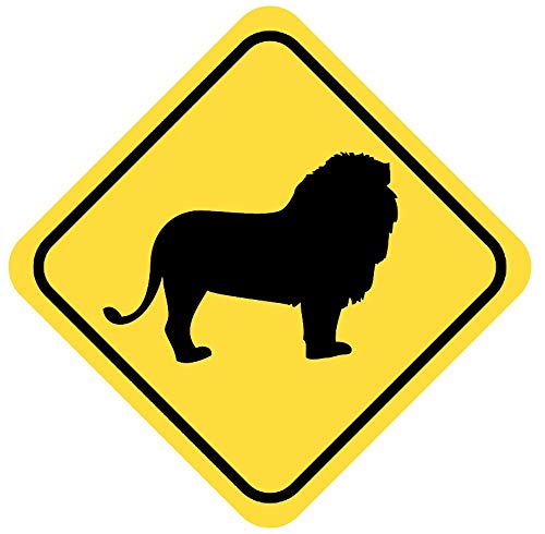 Samunshi® Löwe Warnschild Warndreieck Aufkleber Achtung Vorsicht Tier - 8x8cm mehrfarbig von Samunshi