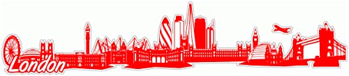 Samunshi® London Skyline Aufkleber Sticker Autoaufkleber City Gedruckt - 60x12,5cm hellrot von Samunshi