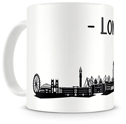 Samunshi® London Skyline Tasse Kaffeetasse Teetasse H:95mm/D:82mm weiß von Samunshi