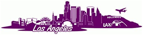 Samunshi® Los Angeles Skyline Aufkleber Sticker Autoaufkleber City Gedruckt - 20x4,8cm violett lila von Samunshi