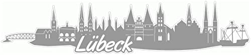 Samunshi® Lübeck Skyline Aufkleber Sticker Autoaufkleber City Gedruckt - 15x3,1cm grau von Samunshi