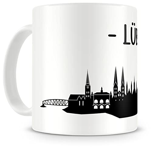 Samunshi® Lübeck Skyline Tasse Kaffeetasse Teetasse H:95mm/D:82mm weiß von Samunshi