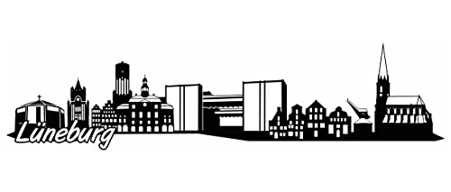 Samunshi® Lüneburg Skyline Wandtattoo Sticker Aufkleber Wandaufkleber City Gedruckt - 80x20cm schwarz von Samunshi