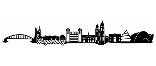 Samunshi® Magdeburg Skyline Wandtattoo Sticker Aufkleber Wandaufkleber City Gedruckt - 80x13,6cm schwarz von Samunshi