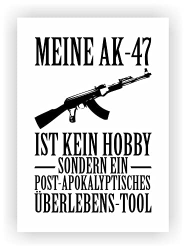 Samunshi® Meine AK-47 ist kein Hobby Poster Plakat Deko Jugendzimmer Kunstdruck DIN A1 59,4x84,1cm weiß/schwarz von Samunshi